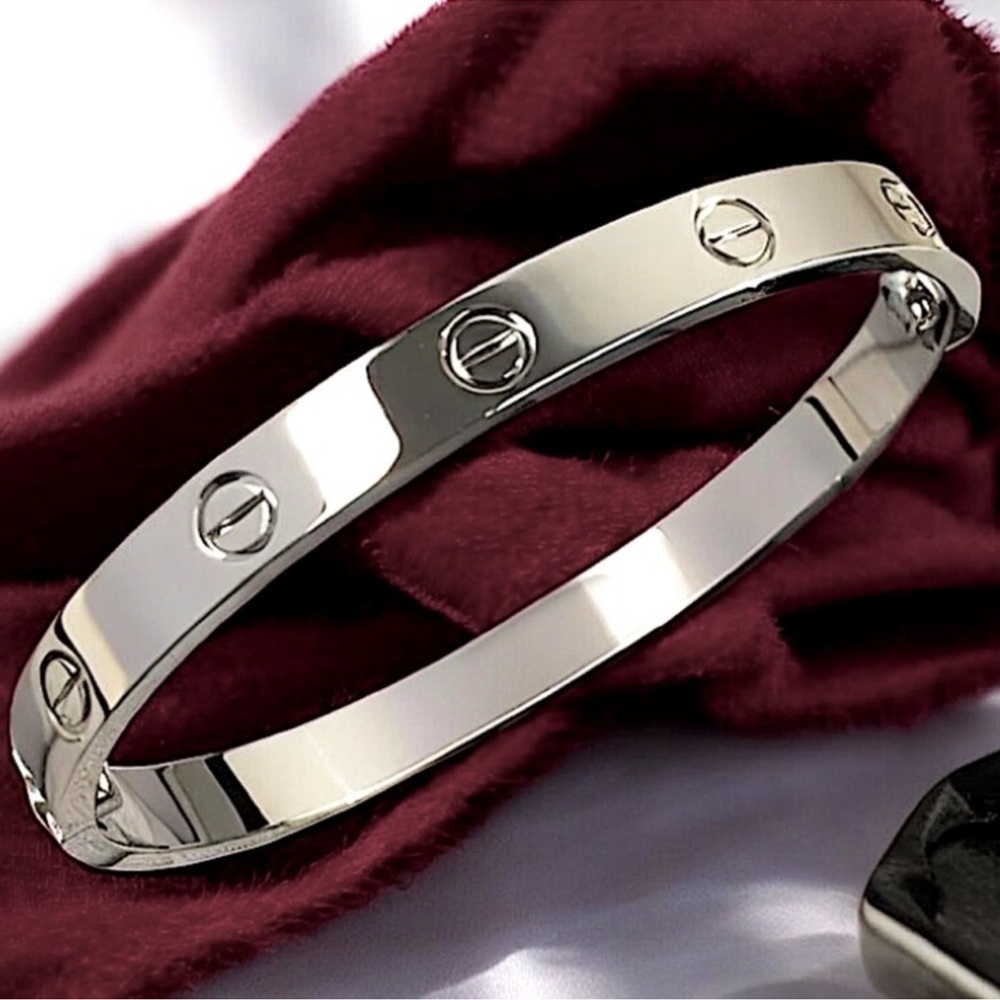 Stainless Steel Platinum Plated Bangle Bracelet Without Stones